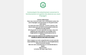 ⚠️ Communiqué de la Section par rapport à l'aquagym