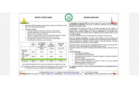 Tract de la section année 2026-2027